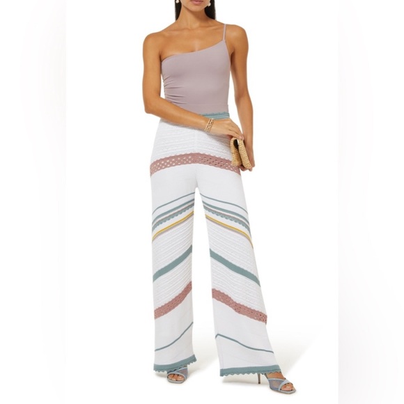 ALEXIS $425 Saloni Pointelle Wide-Leg Pants ▫️ - Picture 2 of 5